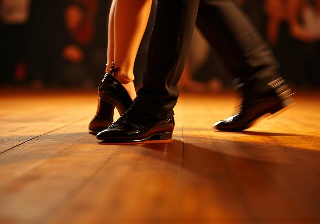 Ballroom dancers in motion
