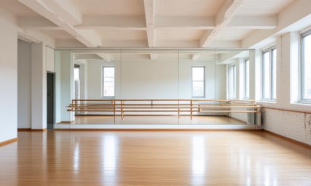 Minimalist dance studio interior in Williamsburg